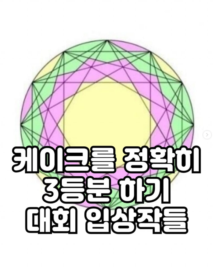  케이크를 정확히 3등분 하기 대회 입상작들(찐광기)