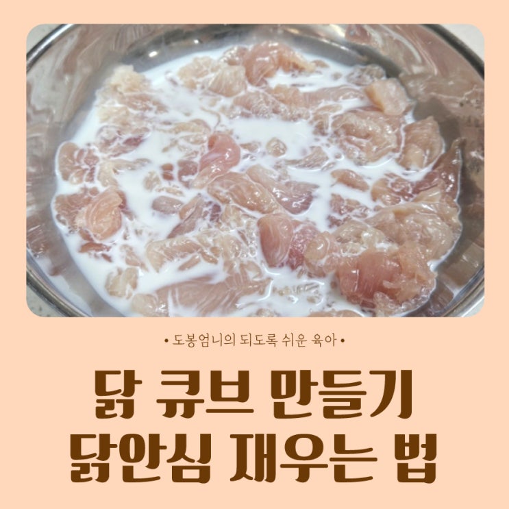  이유식 닭고기 큐브 만들기 닭안심 손질법 우유 분유 재우기