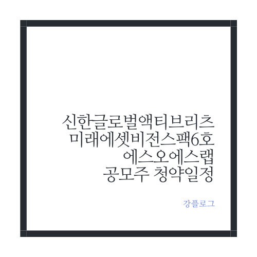  신한글로벌액티브리츠 미래에셋비전스팩6호 에스오에스랩 공모주 일정