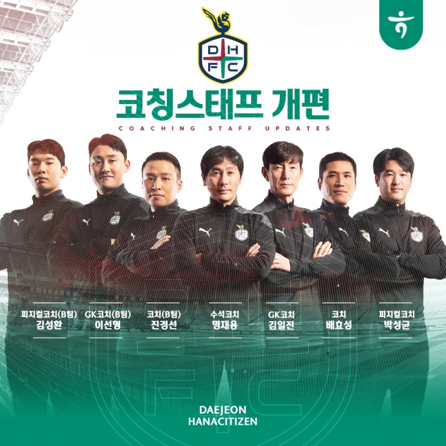 대전하나시티즌, 황선홍 감독 보좌할 <b>코칭스태프</b> 선임 완료