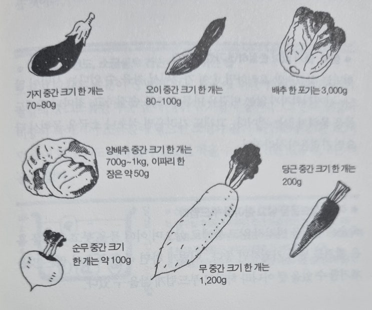 알아두면 요리에 편리한 야채의 무게