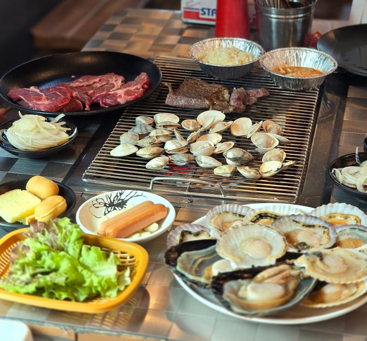  파주 문산 찐맛집 조개구이 고기 무한리필 너른마당
