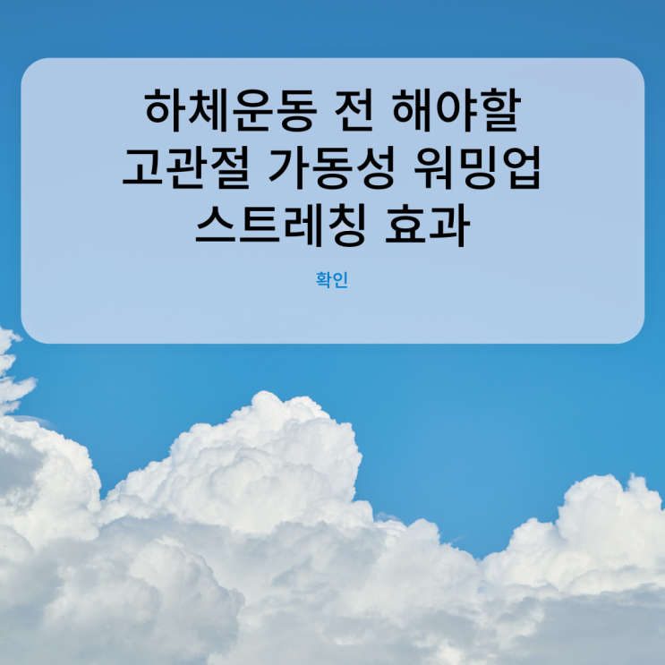  하체운동 전 고관절 가동성 운동법과 중요성!!!
