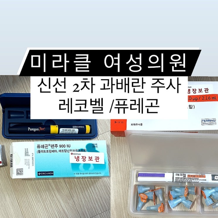  미라클 여성의원 2차 난자 채취 준비 과배란 주사 레코벨 퓨레곤 난포갯수