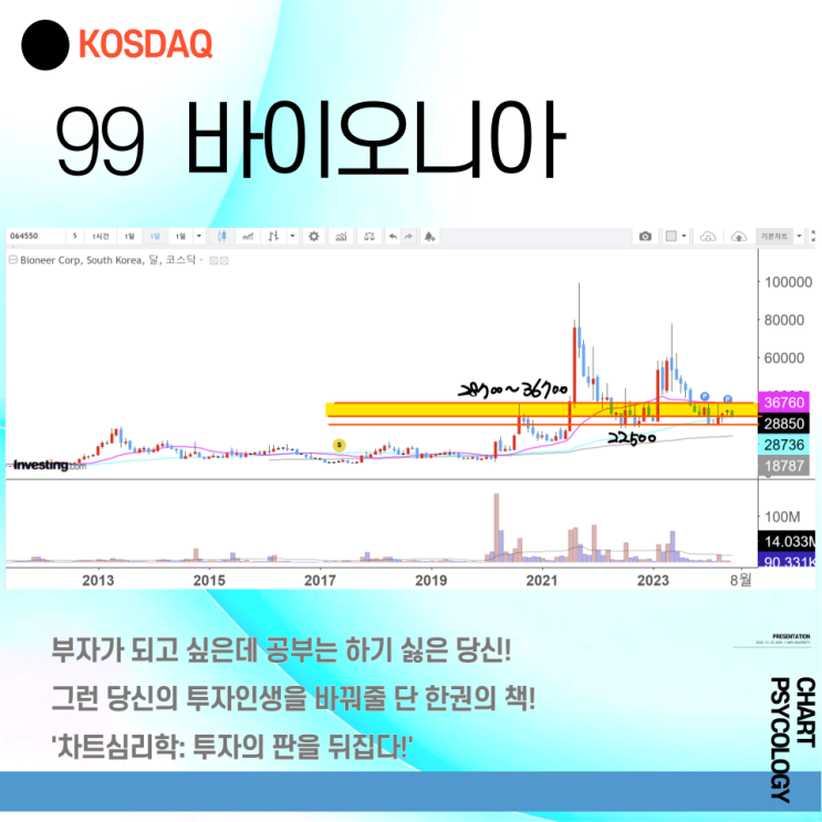  코스닥 99위 바이오니아 주가 전망 - 단기 고점은? 28700원 지지를 지켜야! 2024년 3분기