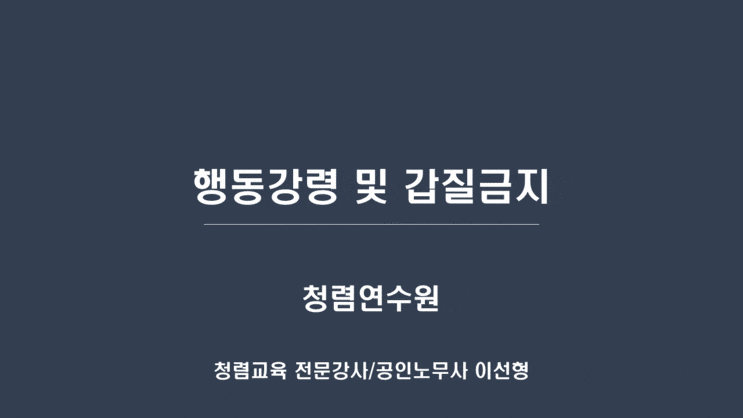  [청렴연수원] 2024년 3기 청렴교육 내부강사 양성과정-청렴강사 이선형 노무사