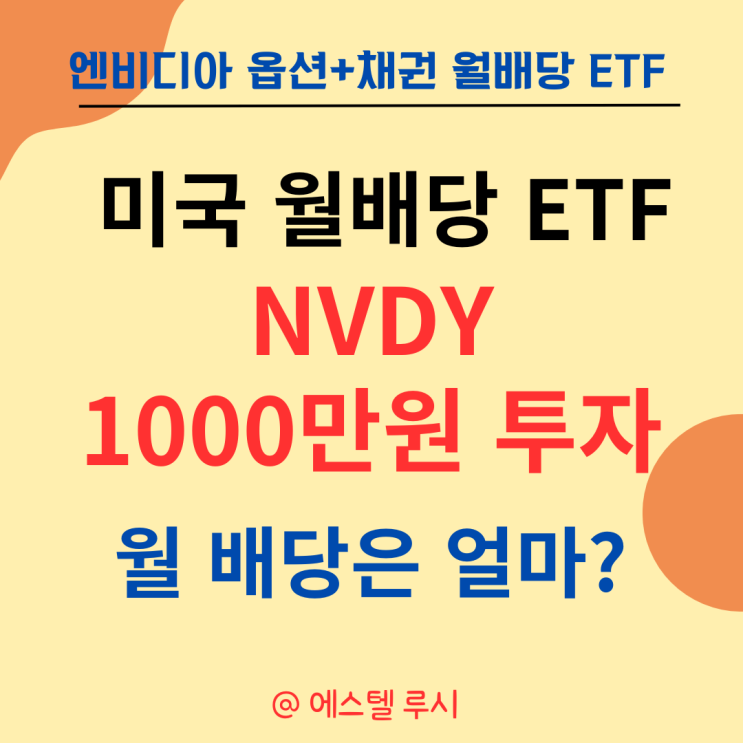  미국 월배당 etf 추천 : NVDY에 1000만원 투자 시 월배당은 얼마