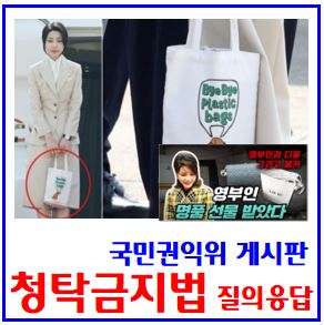  청탁금지법 질의응답 (ft. 국민권익위) : 게시판, 김건희, 공직자, 에코백, 디올명품백, 국민권익위원회, 게시판, 최재영목사, 대가성뇌물, 정치공작, 배우자
