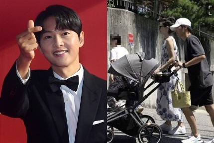 발" 中 들썩…165만원 명품 <b>유모차</b> 끄는 '아빠 <b>송중기</b>' [스타이슈]