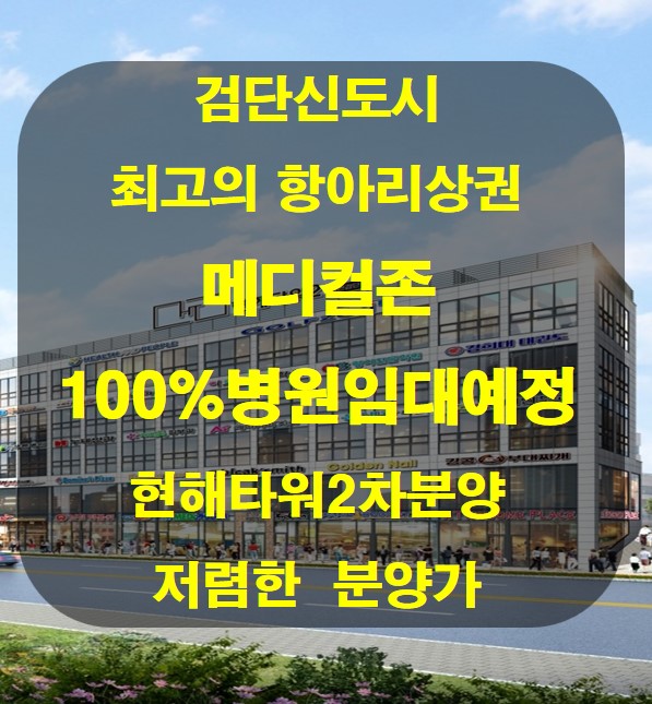 [검단신도시상가분양]<b>메디컬존</b>. 100% 병원임대예정. 현해타워2차