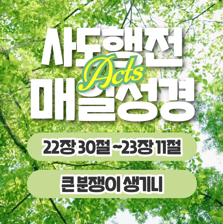 매일성경 묵상 6월 20일 사도행전 22장30절~23장11절 "큰 분쟁이 생기니" 매일성경 묵상 6월 20일 사도행전 22장30절~23장11절 "큰 분쟁이 생기니"