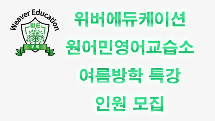 파주 운정 위버에듀케이션 원어민영어교습소 여름방학 특강 안내 파주 운정 위버에듀케이션 원어민영어교습소 여름방학 특강 안내