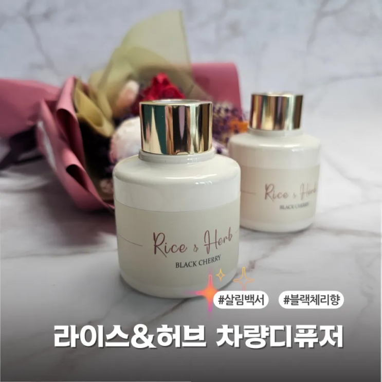  고급 차량 방향제 살림백서 라이스앤허브 자동차 디퓨저 블랙체리향