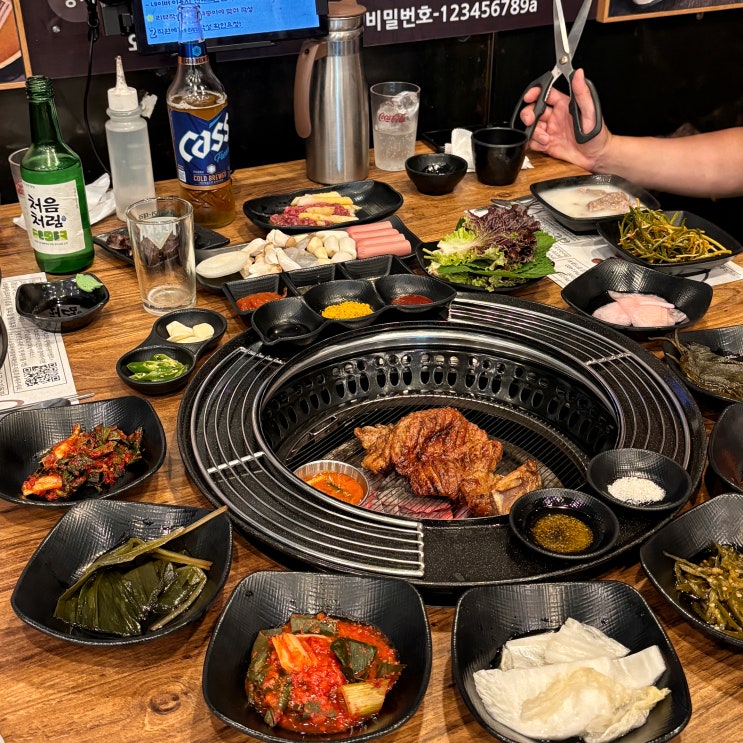  춘천 돼지갈비 맛집, 석사동 회식 모임 장소 추천 밑반찬 많은 고깃집 산애그린