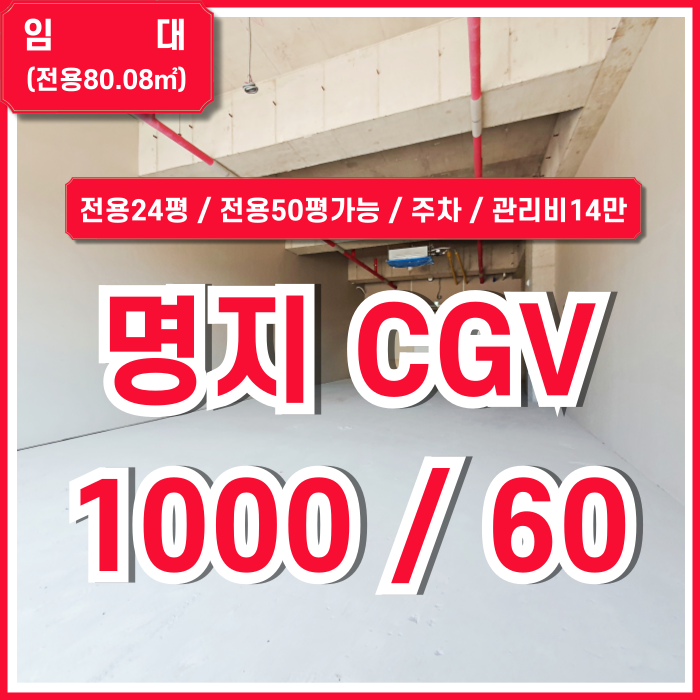  [임대] 부산 명지CGV상가 중 엘리베이터 가깝고 공간 확장 가능한 명지플러스시네마상가 주차 관리비14만원 임대료 초특가