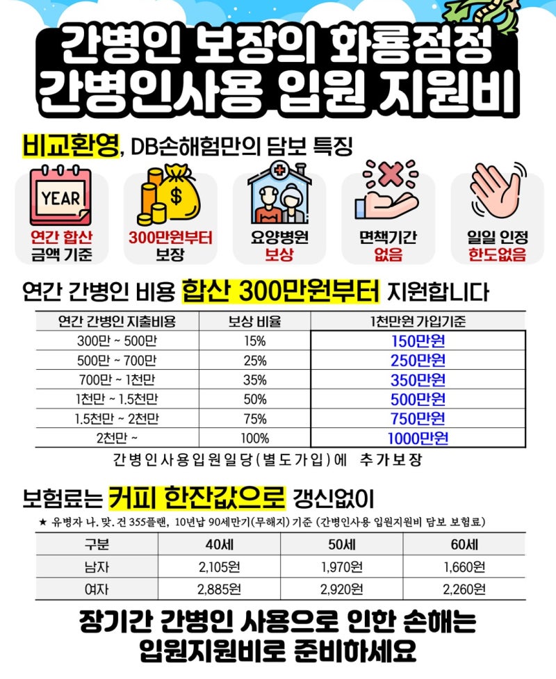DB손해보험 간병인 가족간병보험 부모님간병