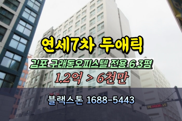  김포 구래동오피스텔 경매 연세7차 두애틱오피스텔 원룸 1억이하