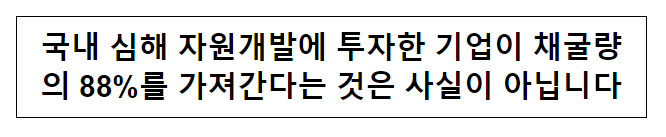 (설명자료)국내 심해 자원개발에 투자한 기업이 채굴량의 88%를 가져간다는 것은 사실이 아닙니다 (설명자료)국내 심해 자원개발에 투자한 기업이 채굴량의 88%를 가져간다는 것은 사실이 아닙니다