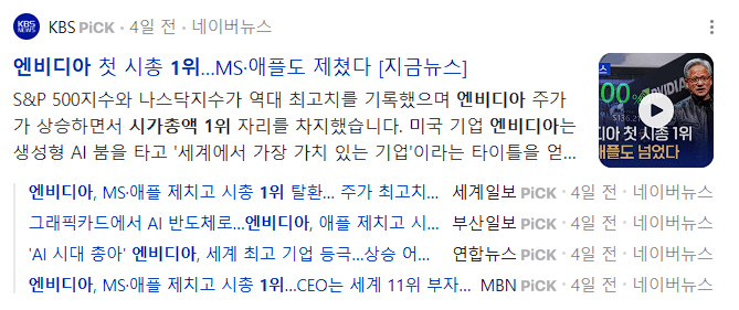  [개별주 투자] 시가총액 1위 찍고 쉬어가는 엔비디아 (24년 6월)