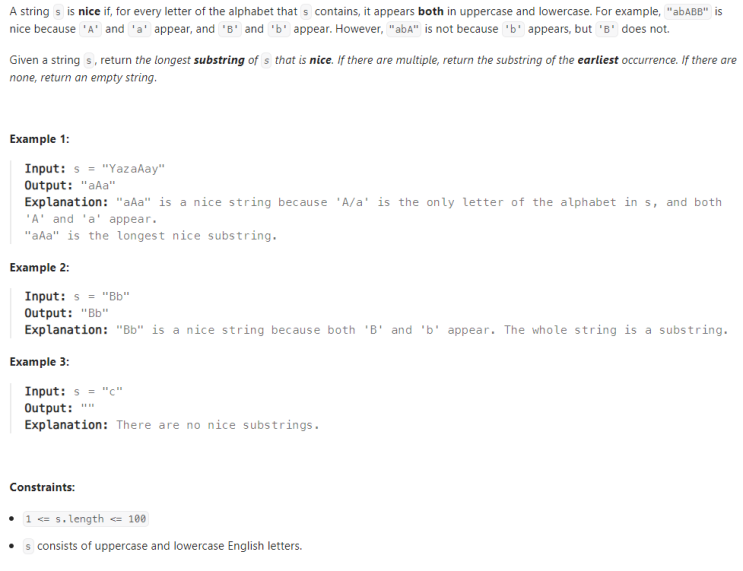  JAVA_LeetCode 1763_Longest Nice Substring