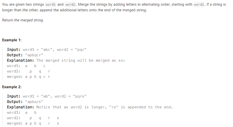  JAVA_LeetCode 1768_Merge Strings Alternately