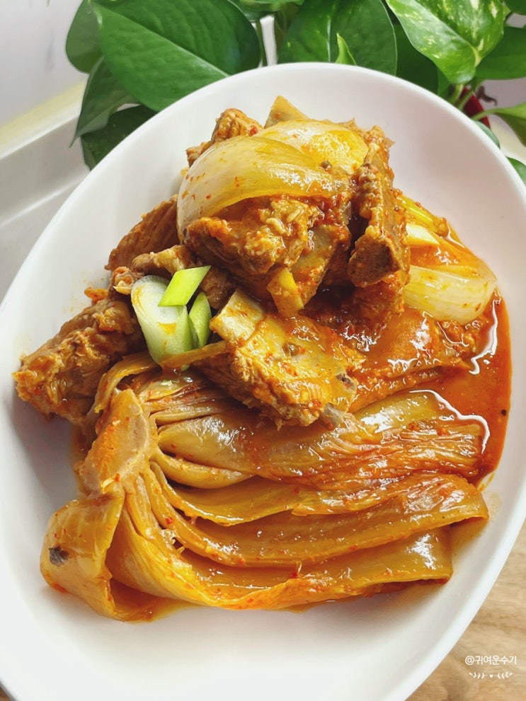  돼지갈비김치찜 레시피 잡내없이 갈비김치찜 만드는법 묵은지요리