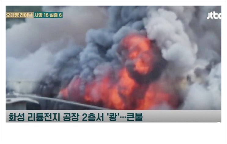 <b>화성</b> 아리셀 리튬 전지 공장 <b>화재</b> 사망 22명 부상 8명.
