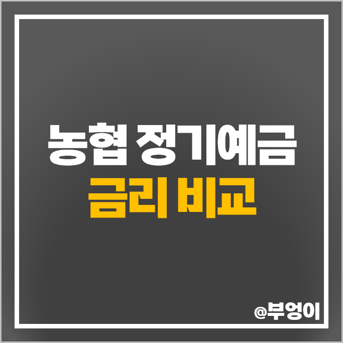 단위 농협 정기예금 금리 비교 이자 높은 예금 특판 추천 단위 농협 정기예금 금리 비교 이자 높은 예금 특판 추천