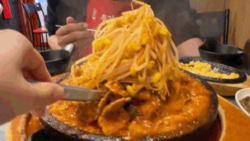  모란 등갈비달인 김치 등갈비찜 삼겹 토핑 참치마요 주먹밥