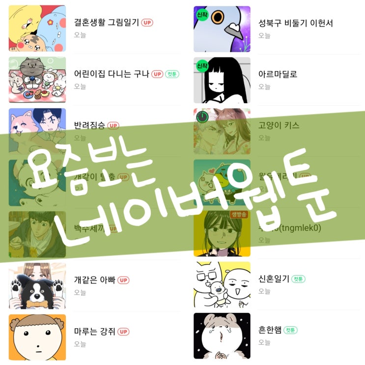  요즘 보는 네이버 웹툰 후기 추천 주로 동물 관련