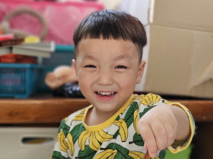 5살 아들 첫 이발 성공