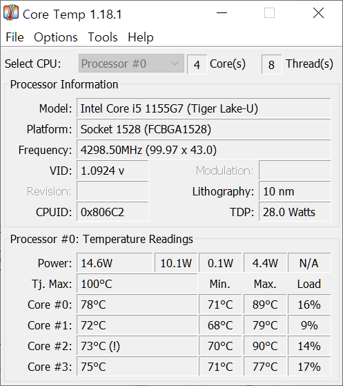 Core Temp v1.18.1 + Portable [CPU 코어 온도 모니터링] : 네이버 블로그