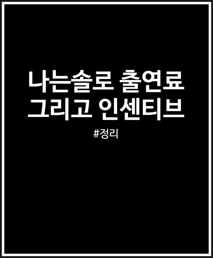  나는솔로 출연료 및 인센티브 얼마일까? 정리