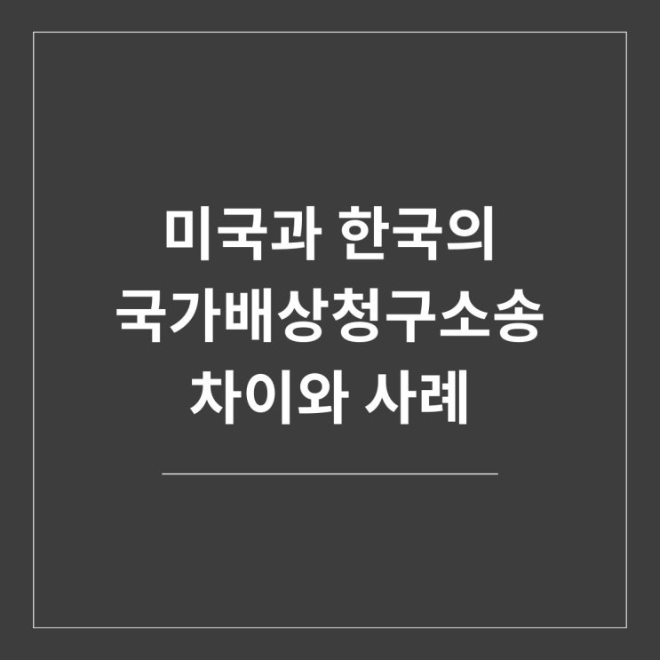  미국과 한국의 국가배상청구소송 차이와 사례