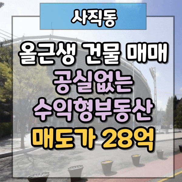  사직동 야구장인근 올근생 건물매매, 사직동 상가건물 매매, 공실없는 수익형부동산, 학원 사무실 입점중