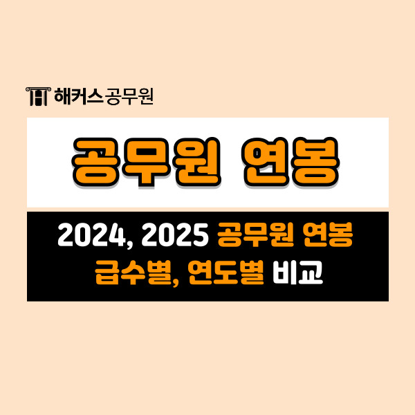  2024, 2025 공무원 연봉 급수별, 연도별 비교