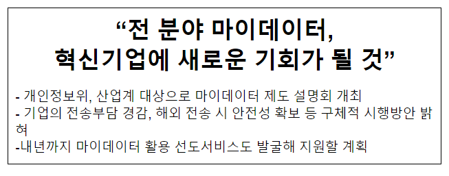 “전 분야 마이데이터, 혁신기업에 새로운 기회가 될 것” “전 분야 마이데이터, 혁신기업에 새로운 기회가 될 것”