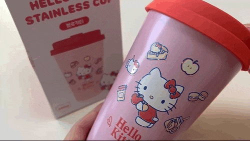 데이니즈 헬로키티텀블러 산리오 실리콘 뚜껑 스텐텀블러