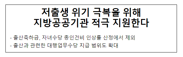 저출생 위기 극복을 위해 지방공공기관 적극 지원한다 저출생 위기 극복을 위해 지방공공기관 적극 지원한다