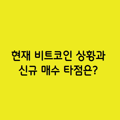  현재 비트코인 상황과 신규 매수 타점은?