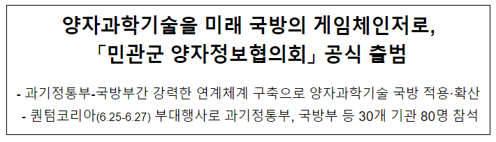 양자과학기술을 미래 국방의 국면전환분야(게임체인저)로, 「민관군 양자정보협의회」 공식 출범 양자과학기술을 미래 국방의 국면전환분야(게임체인저)로, 「민관군 양자정보협의회」 공식 출범