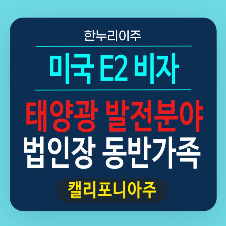  태양에너지 솔루션 기업 미국 법인장 비자 및  동반가족 비자