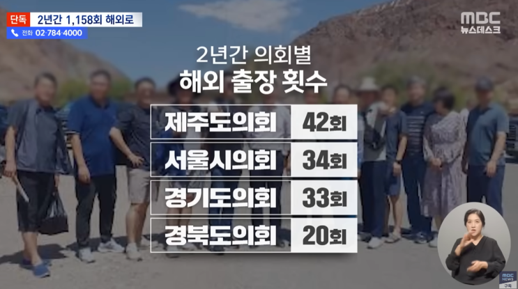  국민세금으로 2년 동안 1천 번 넘게 간 지방의회 해외출장 실태