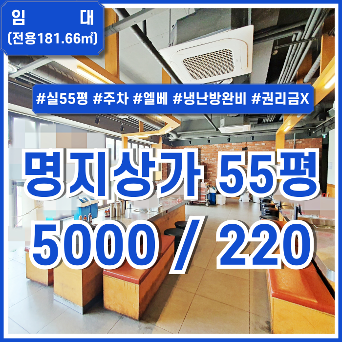  [임대] 명지국제신도시상가 중 권리금 없이 시설완비된 명지50평대상가 실55평 엘리베이터 시스템에어컨 D2 상권굿 주차가능