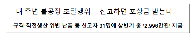 내 주변 불공정 조달행위… 신고하면 포상금 받는다 내 주변 불공정 조달행위… 신고하면 포상금 받는다