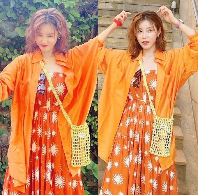  전효성, 효민·혜영과 휴가 제대로...흠뻑 빠져든 톤온톤 오렌지 호캉스룩