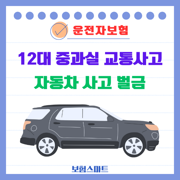  (스마트 운전) 12대중과실교통사고, 자동차사고벌금, 대인 3천만원 대물 5백만원, 특정범죄가중처벌등에 관한 법률 민식이법, 스쿨존 어린이보호구역 어린이치사상 가중처벌, 운전자보험