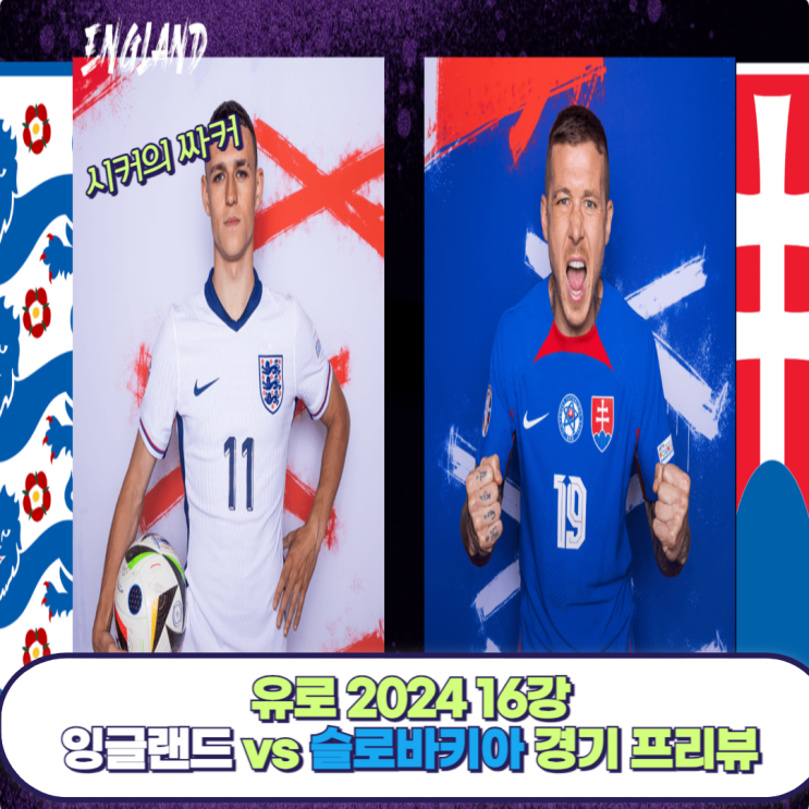 <b>유로</b> 2024 <b>16강</b> 잉글랜드 슬로바키아 경기 프리뷰, 예상... 