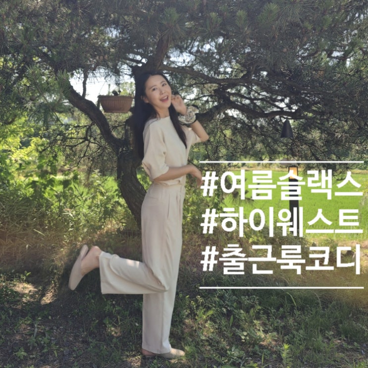  여자 여름 슬랙스 출근룩, 서이너이 하이웨스트 와이드 슬랙스 코디
