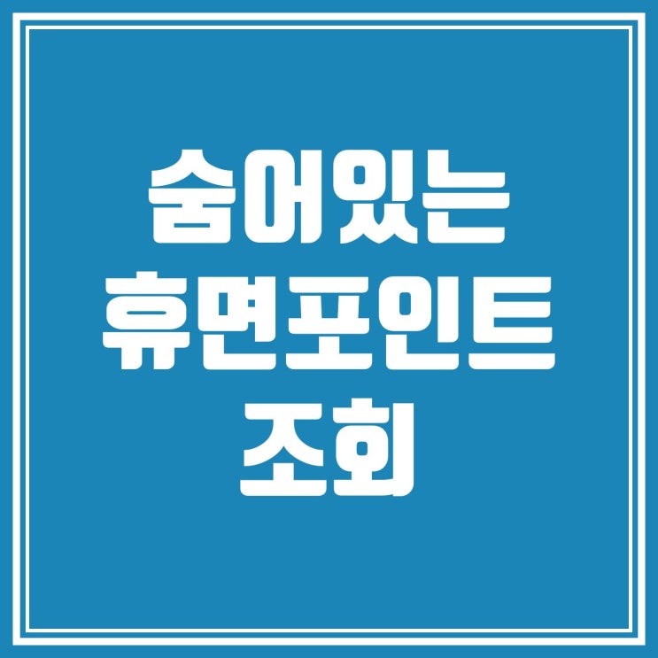  숨어있는 나의 휴면포인트 조회